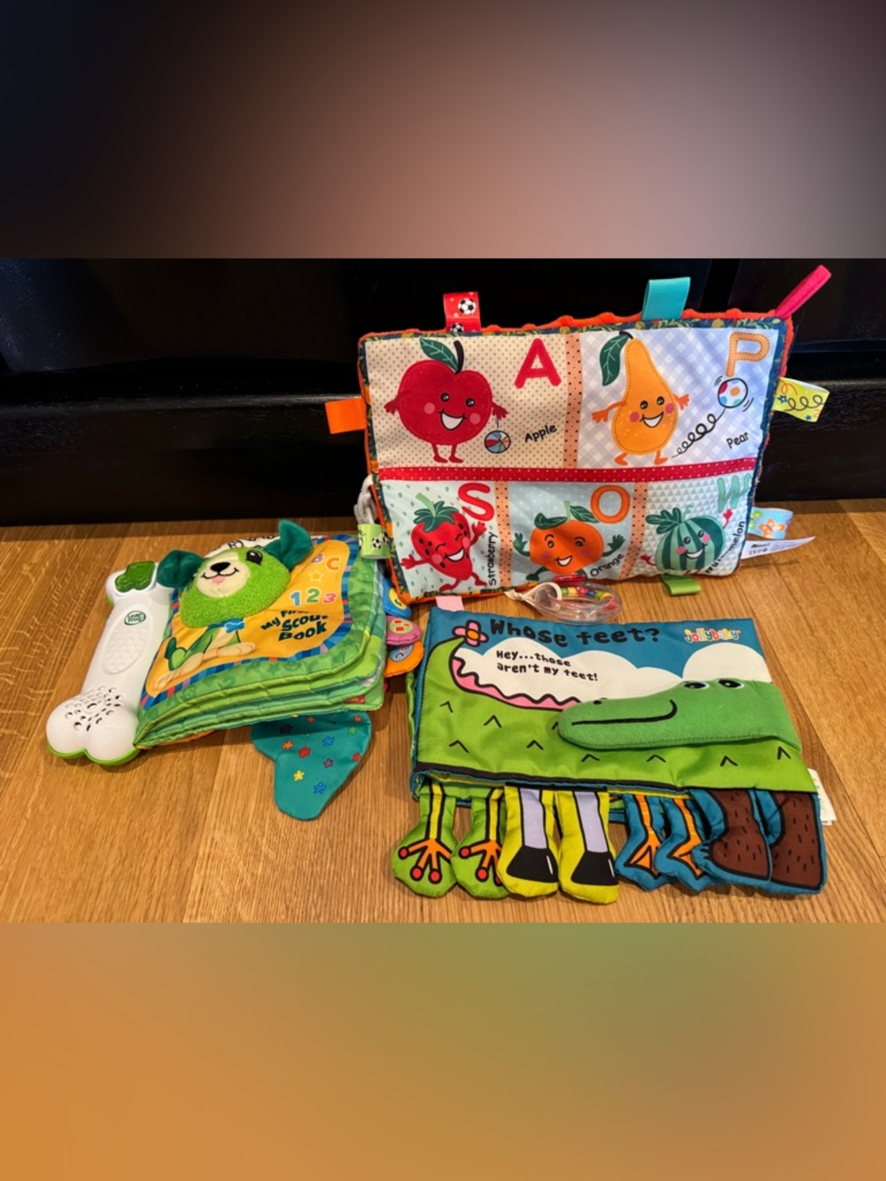 Colorful Infant Soft Activity Books Set - Green, Red, Orange